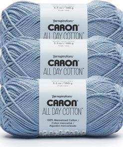 Caron All Day Cotton - 3 Pack of 173 Yards/3.52 oz Eyes Blue 100% Mercerized Cotton Yarn